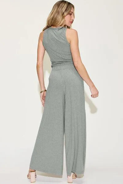 Basic Bae Ribbed Tank and Wide Leg Pants Set - Jessiz Boutique