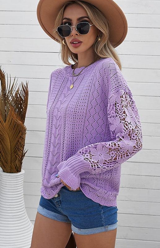 Cutout Petal Sleeve Sweater - Jessiz Boutique