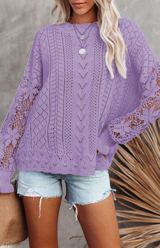 Cutout Petal Sleeve Sweater - Jessiz Boutique