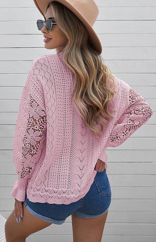 Cutout Petal Sleeve Sweater - Jessiz Boutique