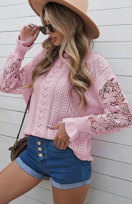 Cutout Petal Sleeve Sweater - Jessiz Boutique
