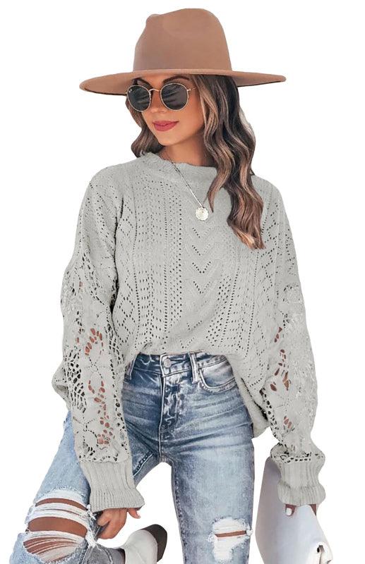Cutout Petal Sleeve Sweater - Jessiz Boutique