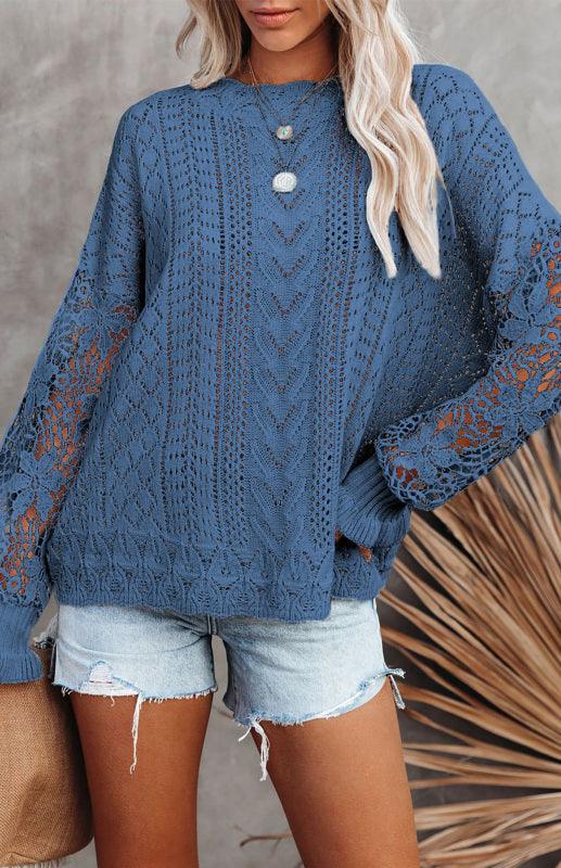 Cutout Petal Sleeve Sweater - Jessiz Boutique
