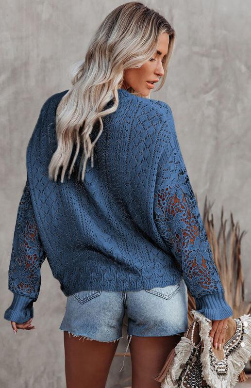 Cutout Petal Sleeve Sweater - Jessiz Boutique