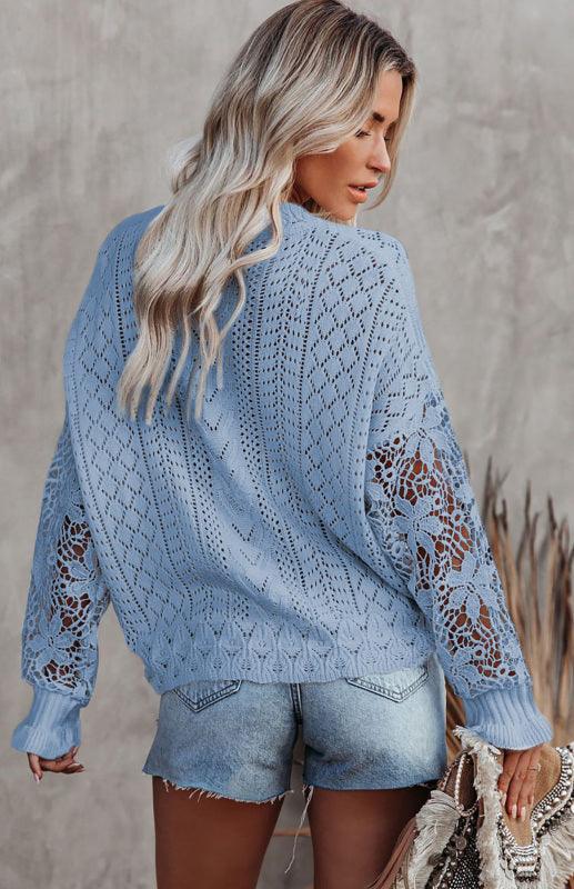 Cutout Petal Sleeve Sweater - Jessiz Boutique