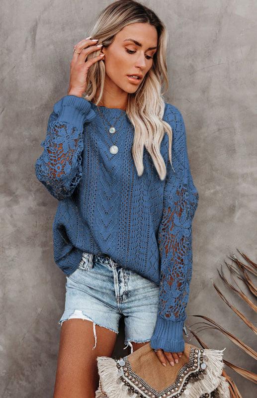 Cutout Petal Sleeve Sweater - Jessiz Boutique