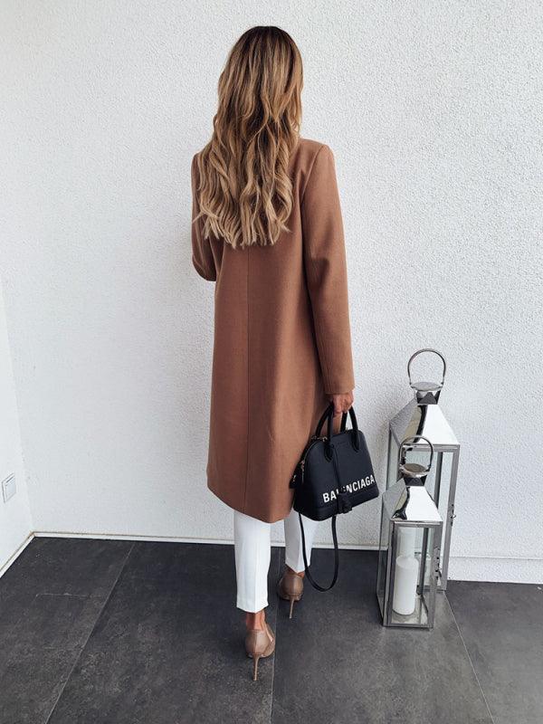Double Pocket Collar Woolen Jacket - Jessiz Boutique