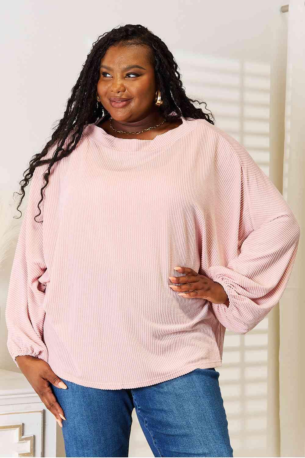 Double Take Ribbed Long Sleeve Top - Jessiz Boutique