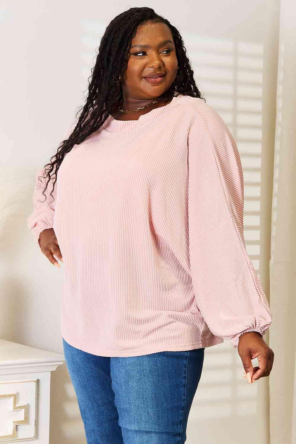 Double Take Ribbed Long Sleeve Top - Jessiz Boutique