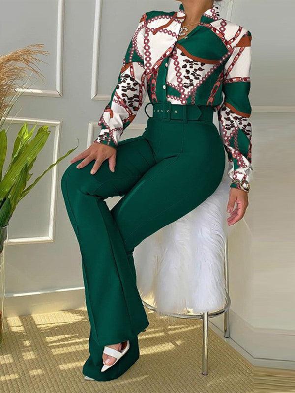Floral Button Shirt Belted Pants - Jessiz Boutique