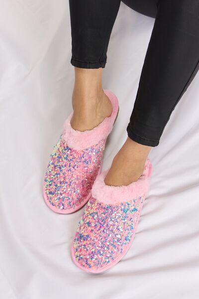 Forever Link Sequin Plush Round Toe Slippers - Jessiz Boutique