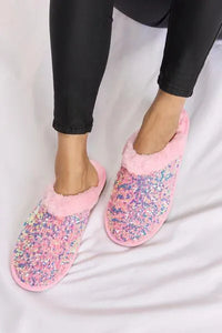 Forever Link Sequin Plush Round Toe Slippers - Jessiz Boutique