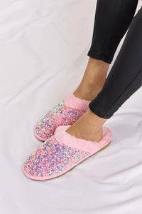 Forever Link Sequin Plush Round Toe Slippers - Jessiz Boutique
