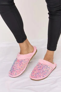 Forever Link Sequin Plush Round Toe Slippers - Jessiz Boutique