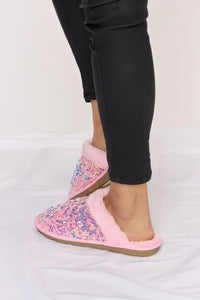 Forever Link Sequin Plush Round Toe Slippers - Jessiz Boutique
