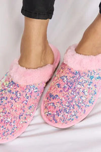 Forever Link Sequin Plush Round Toe Slippers - Jessiz Boutique