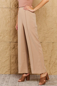 HYFVE Pretty Pleased High Waist Pintuck Straight Leg Pants in Camel - Jessiz Boutique