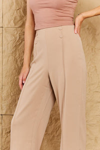 HYFVE Pretty Pleased High Waist Pintuck Straight Leg Pants in Camel - Jessiz Boutique