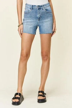 Judy Blue High Waist Rhinestone Decor Denim Shorts - Jessiz Boutique