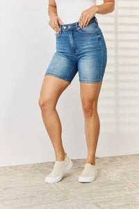 Judy Blue Tummy Control Double Button Bermuda Denim Shorts - Jessiz Boutique