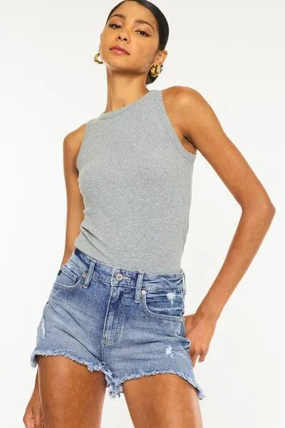 Kancan Distressed Raw Hem Denim Shorts - Jessiz Boutique