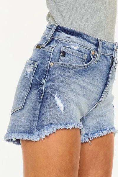 Kancan Distressed Raw Hem Denim Shorts - Jessiz Boutique