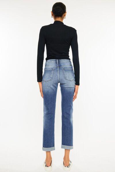 Kancan High Waist Distressed Hem Detail Cropped Straight Jeans - Jessiz Boutique