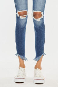 Kancan High Waist Distressed Raw Hem Ankle Skinny Jeans - Jessiz Boutique