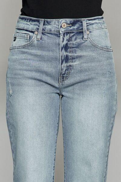 Kancan High Waist Raw Hem Cropped Wide Leg Jeans - Jessiz Boutique