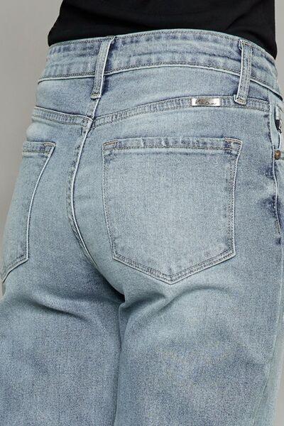 Kancan High Waist Raw Hem Cropped Wide Leg Jeans - Jessiz Boutique