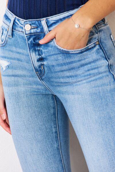Kancan Mid Rise Raw Hem Flare Jeans - Jessiz Boutique