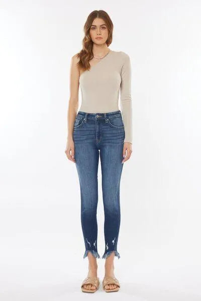 Kancan Raw Hem High Waist Cropped Jeans - Jessiz Boutique