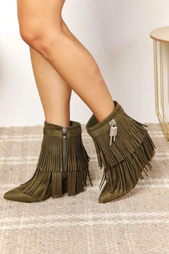 Legend Tassel Wedge Heel Booties - Jessiz Boutique