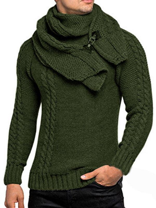 Men's Scarf Pullover Knitted Sweater - Jessiz Boutique