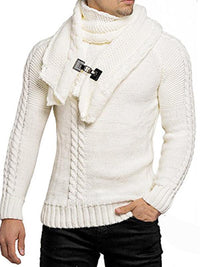 Men's Scarf Pullover Knitted Sweater - Jessiz Boutique