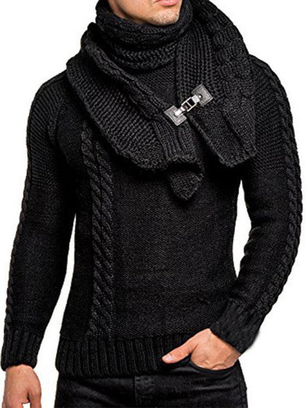 Men's Scarf Pullover Knitted Sweater - Jessiz Boutique