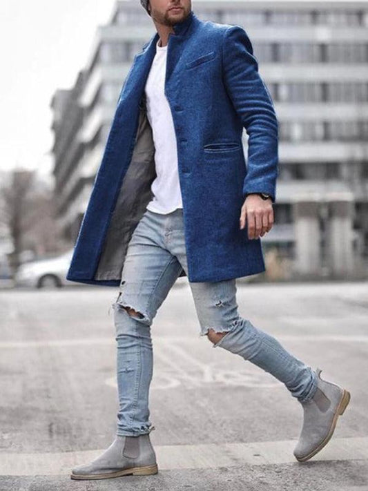 Men’s Woolen Coat Mid-Length - Jessiz Boutique