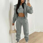 Velvet Hooded Sweatshirt Three-Piece Suit - Jessiz Boutique