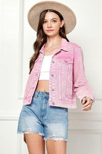 Veveret Button Up Cropped Denim Jacket - Jessiz Boutique