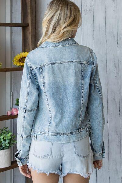 Veveret Distressed Button Up Denim Jacket - Jessiz Boutique