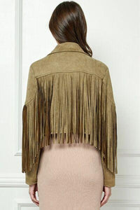 Veveret Suede Fringe Long Sleeve Moto Jacket - Jessiz Boutique