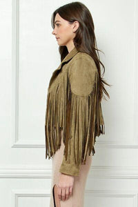 Veveret Suede Fringe Long Sleeve Moto Jacket - Jessiz Boutique