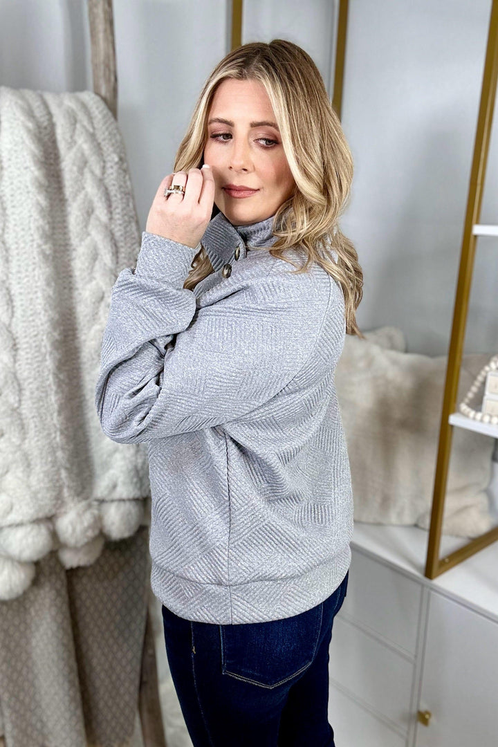 Winter Stroll Textured Sweatshirt/Pullover, Grey - Jessiz Boutique