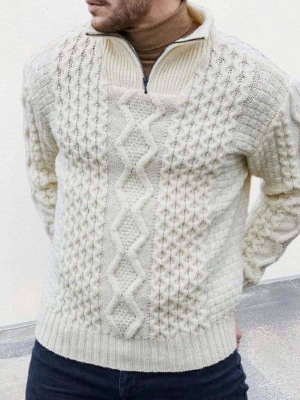 Zipper Turtleneck Cable Sweater - Jessiz Boutique