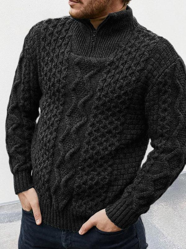 Zipper Turtleneck Cable Sweater - Jessiz Boutique